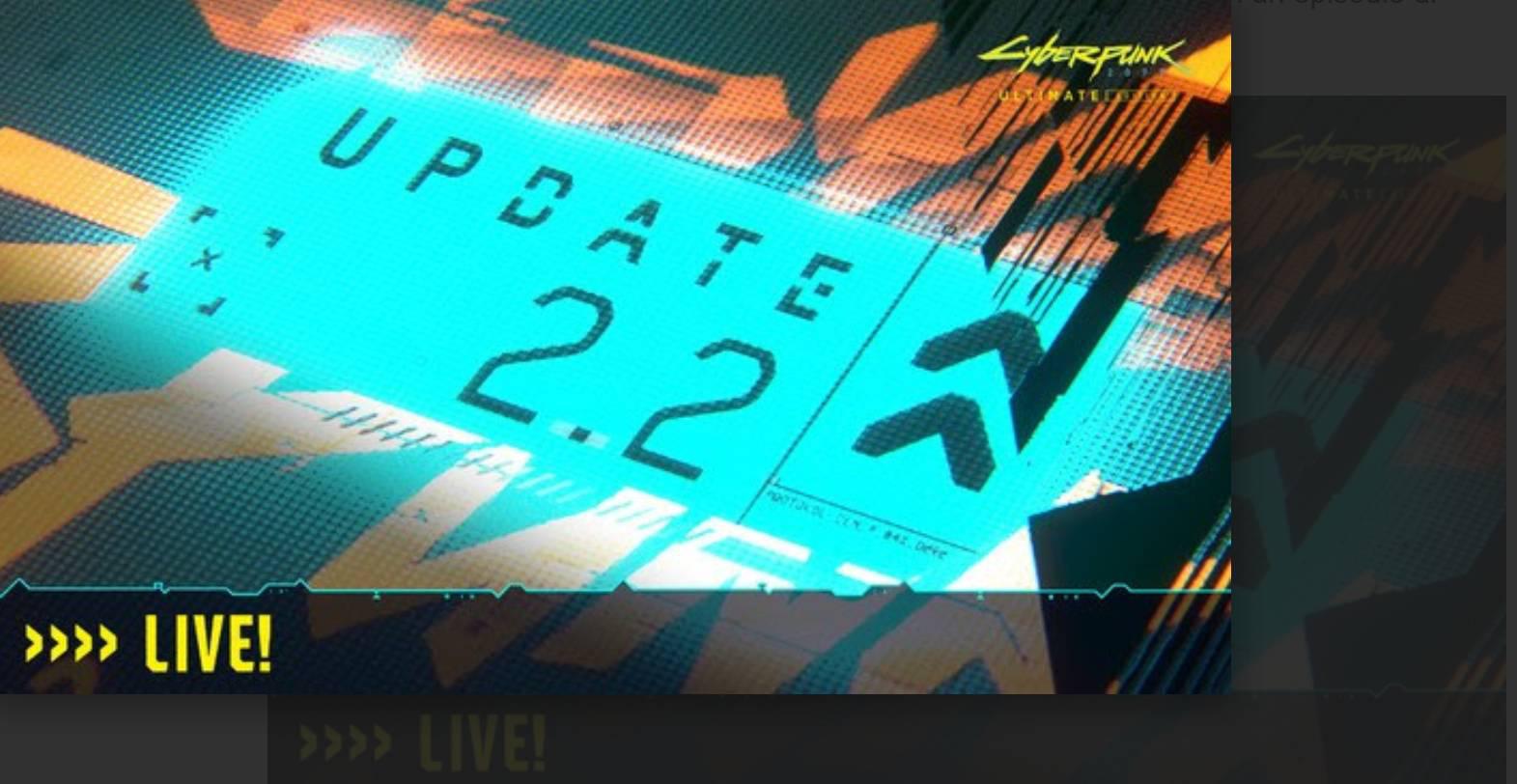 Aggiornamento 2.2 per Cyberpunk 2077 disponibile