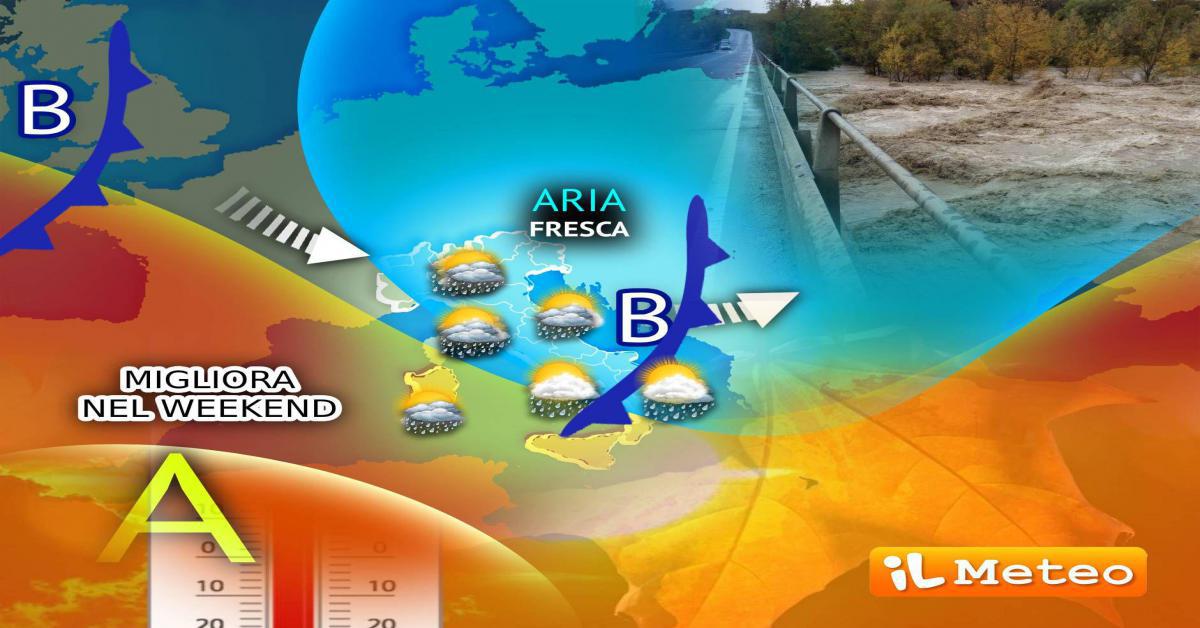 Maltempo su mezza Italia: piogge e temporali, miglioramenti nel weekend