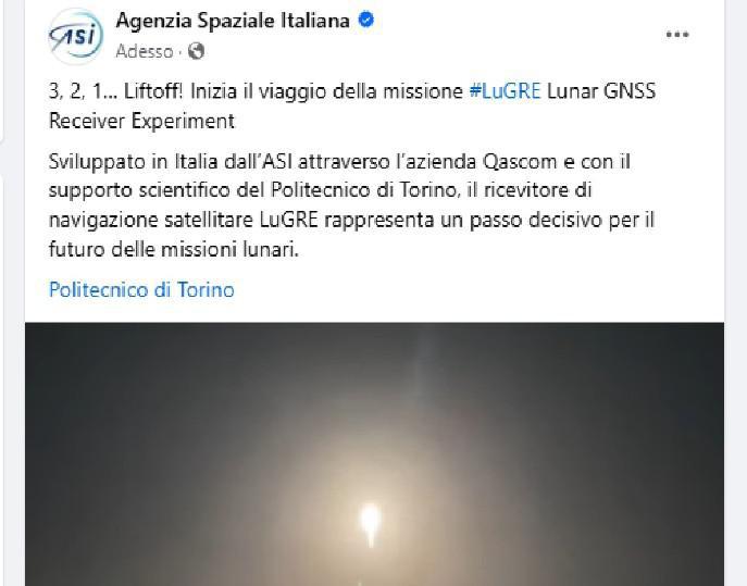 Inizia il viaggio di LuGRE: missione lunare ASI-NASA con il ricevitore satellitare italiano