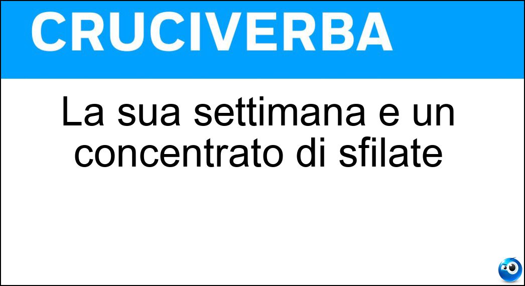 La sua settimana è un concentrato di sfilate