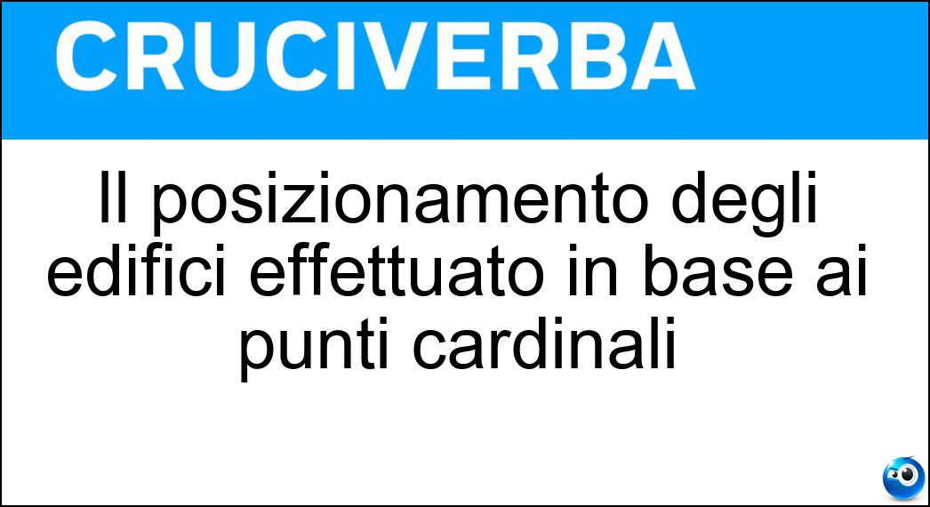 Il posizionamento degli edifici effettuato in base ai punti cardinali