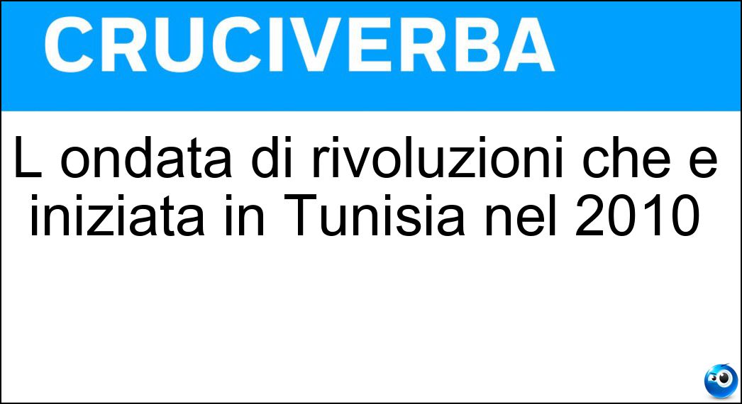 L ondata di rivoluzioni che è iniziata in Tunisia nel 2010